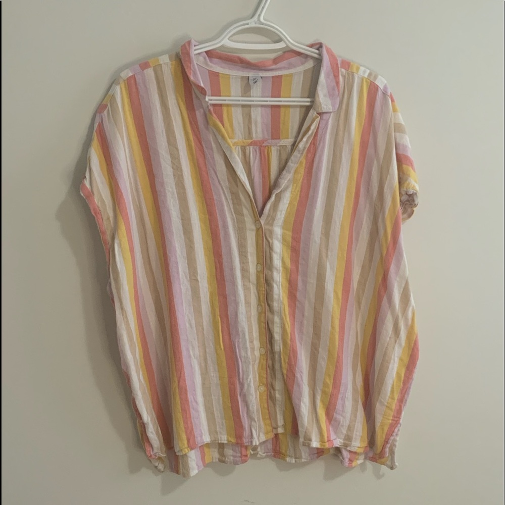 Old Navy Colourful Striped Button Up T-Shirt